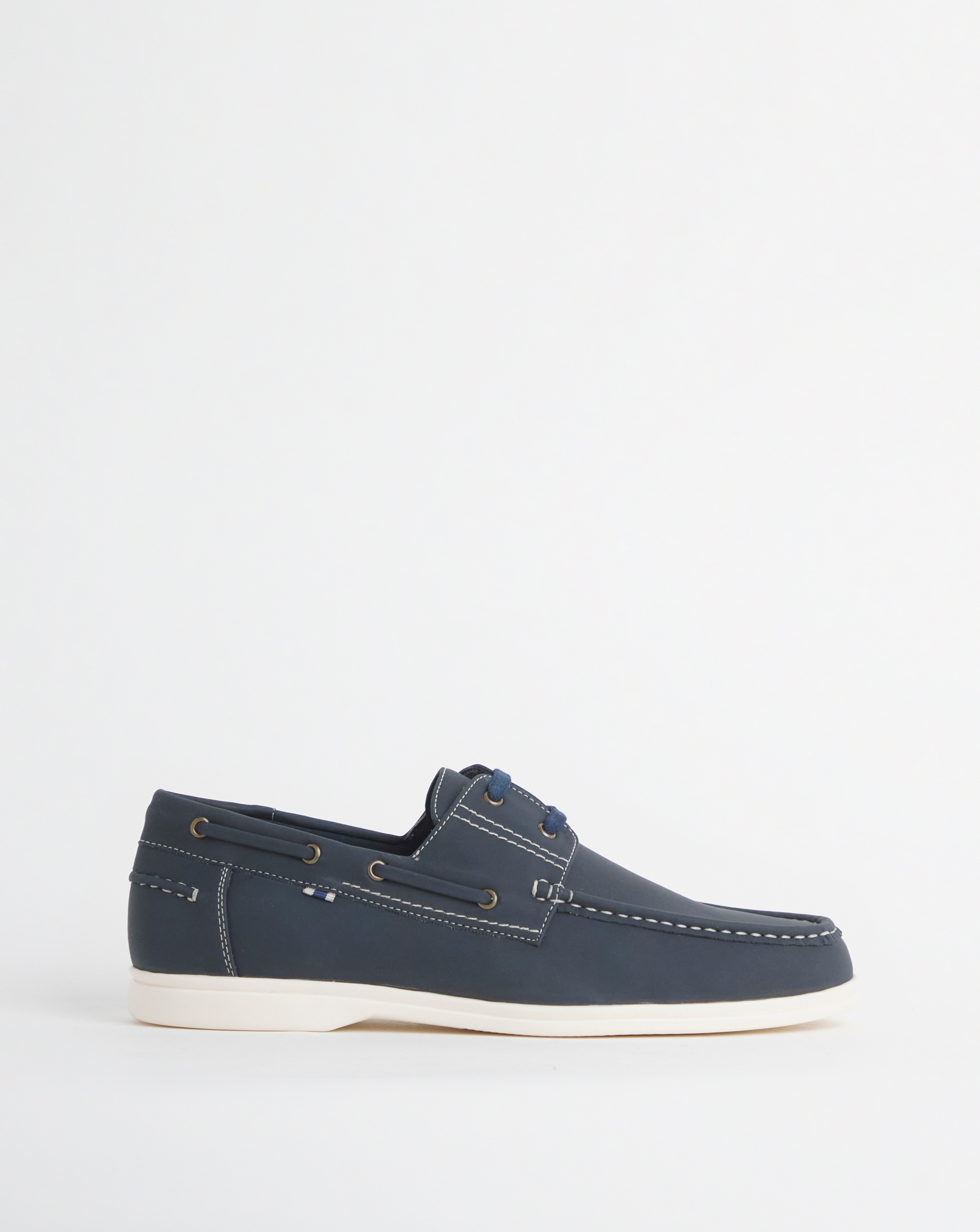 Leather Look Boat Shoe Wide Fit