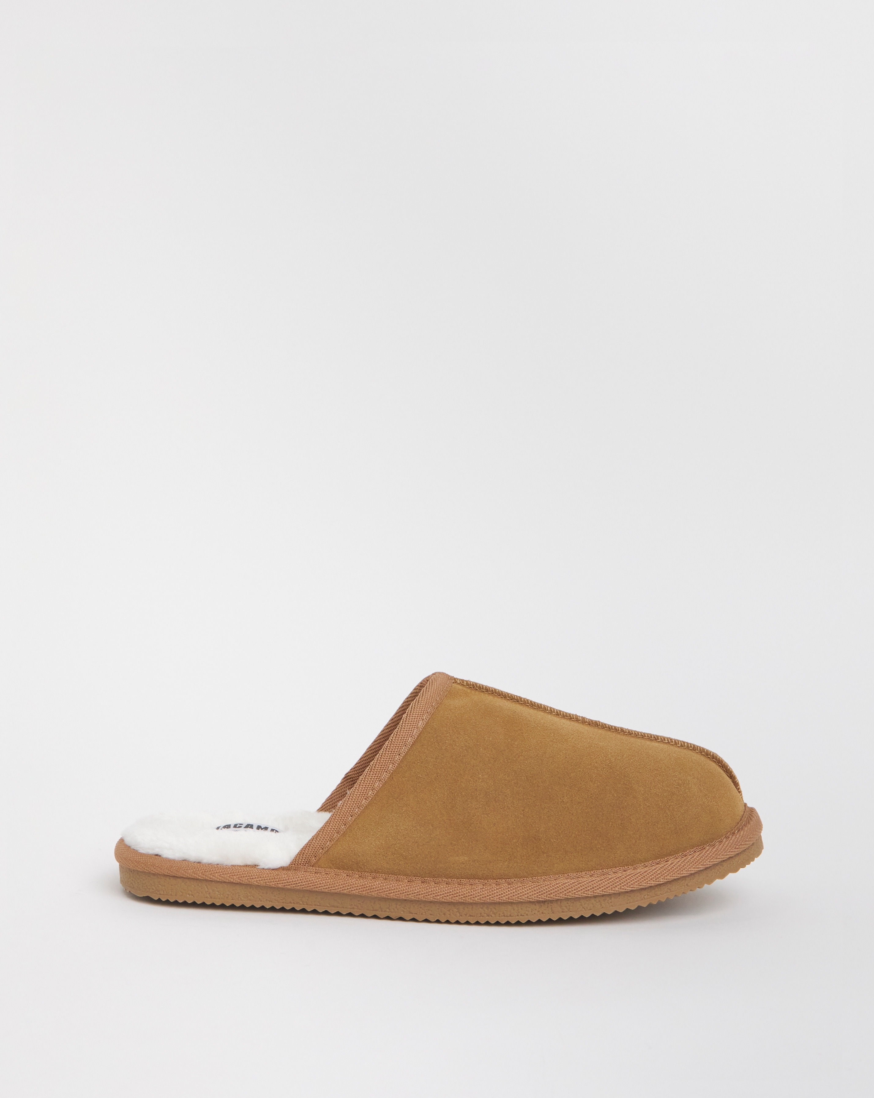 Suede Faux Fur Lined Slippers Wide