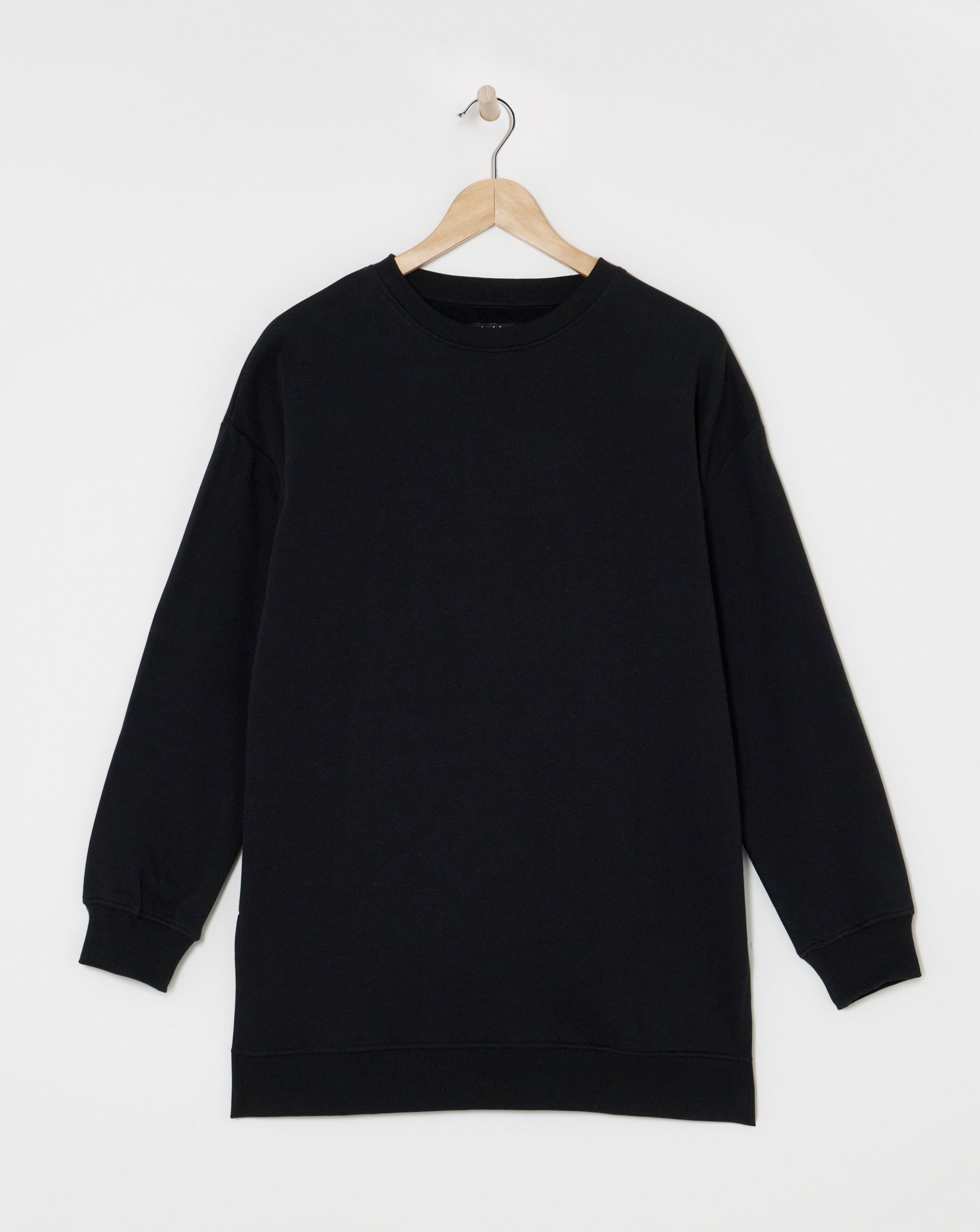 Basic Black Longline Sweatshirt Tunic