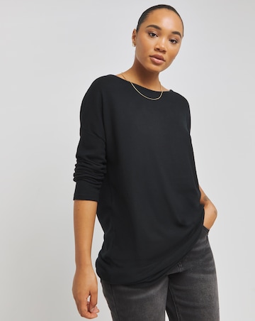 Black Soft Touch Cross Back Detail Longline Tunic