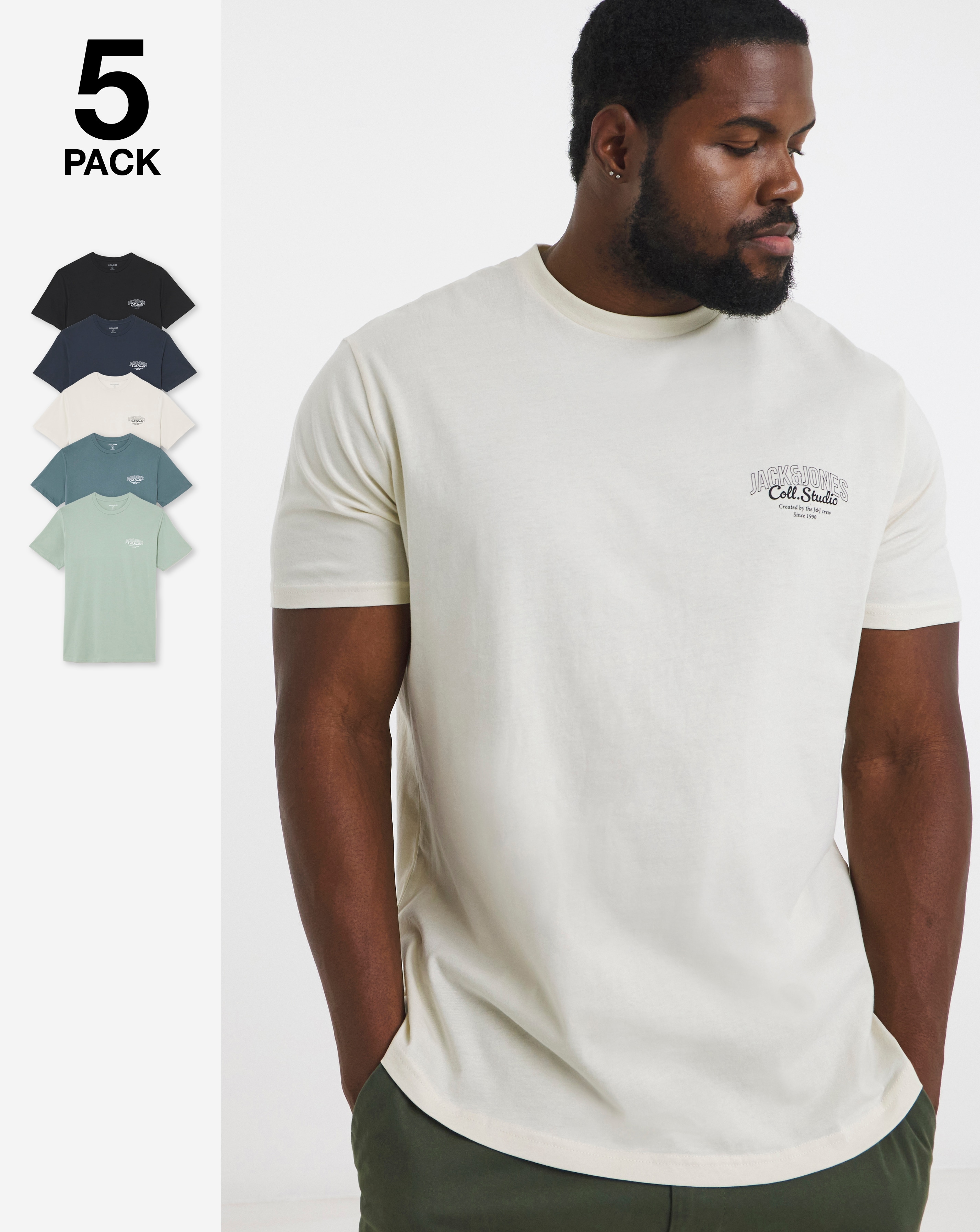 Jack & Jones Makoto Logo T-Shirt 5 Pack