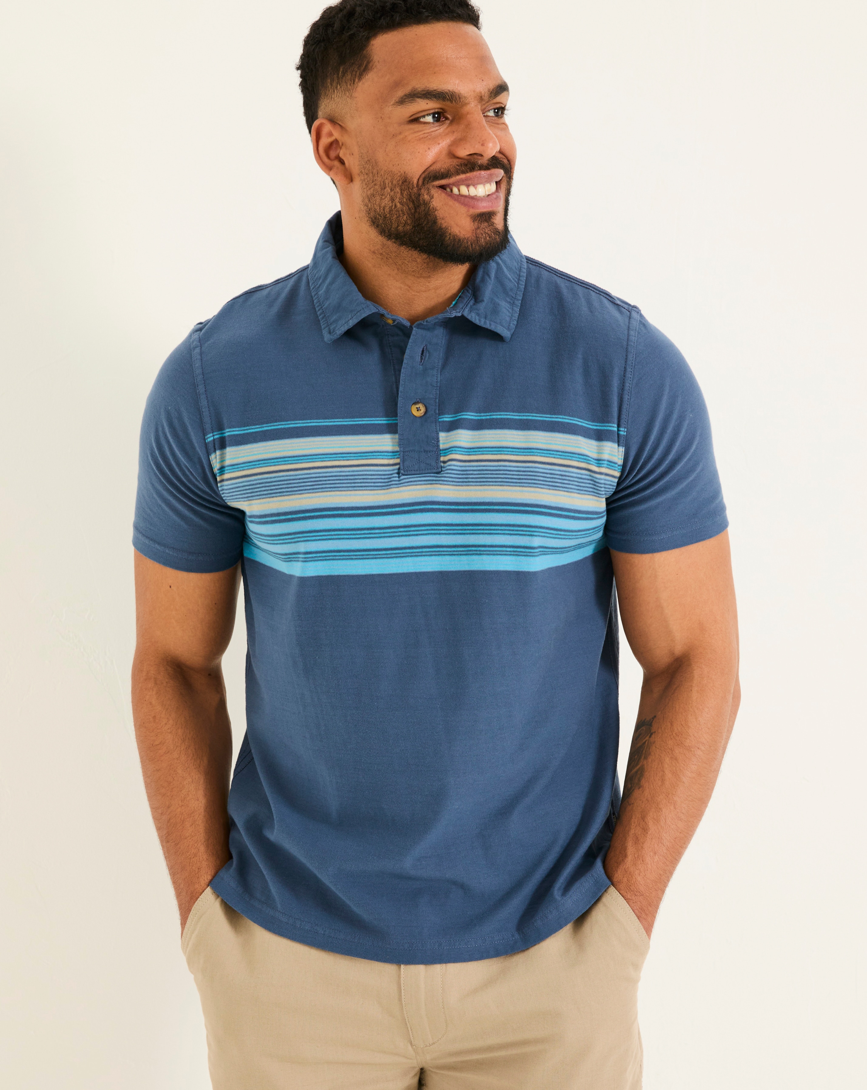 FatFace Perranporth Stripe Polo - Blue