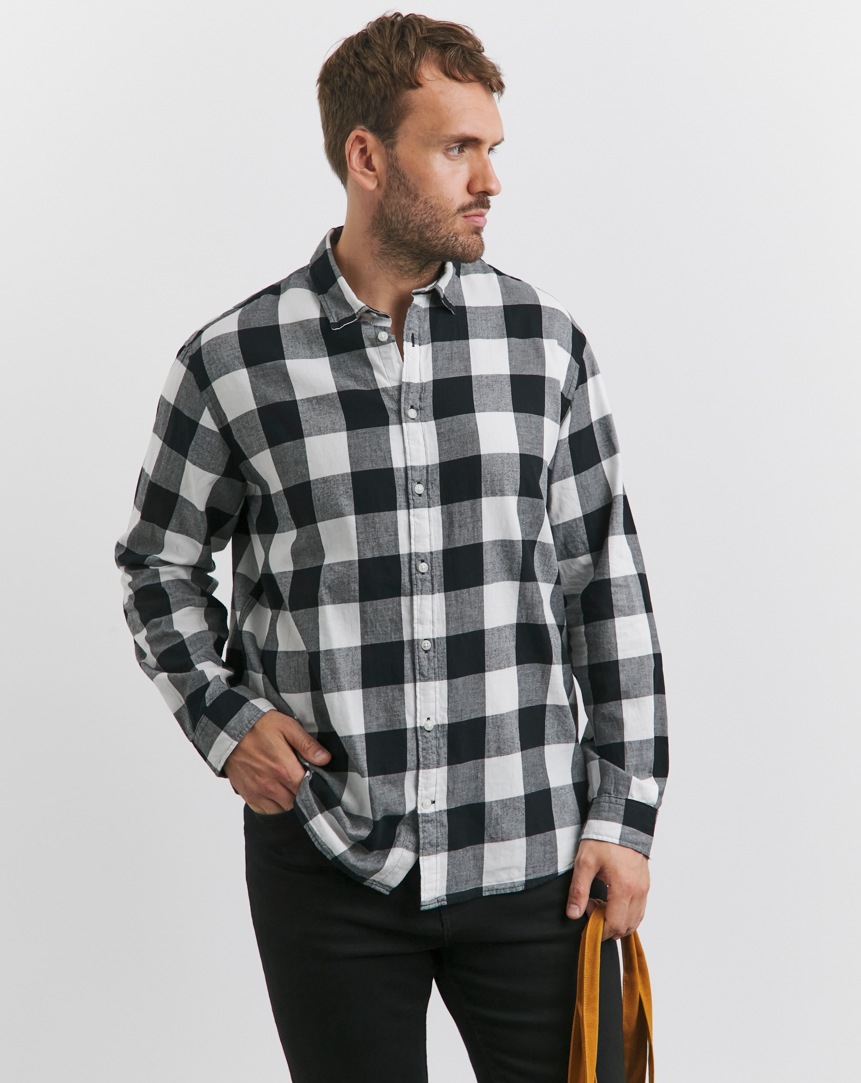 Jack & Jones Gingham Twill Shirt - White