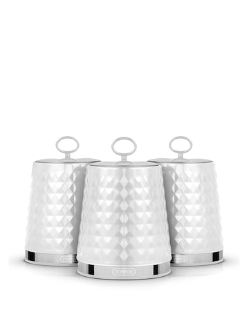 Tower Solitaire Set of 3 Canisters White