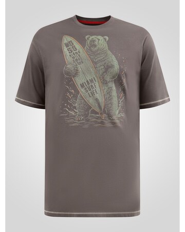 AUSTIN-D555 Surfing Bear Printed Crew Neck T-shirt