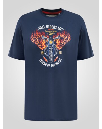 HOCKNEY-D555 Motorbike With Flame Wings Printed Crew Neck T-shirt