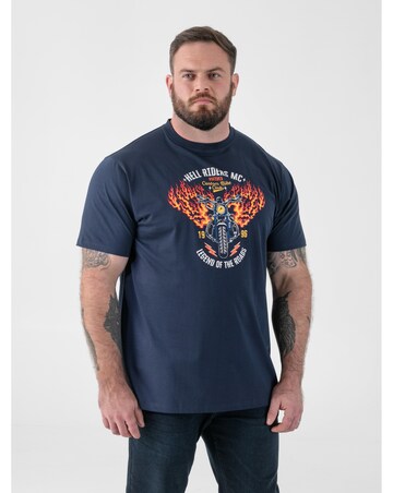 HOCKNEY-D555 Motorbike With Flame Wings Printed Crew Neck T-shirt