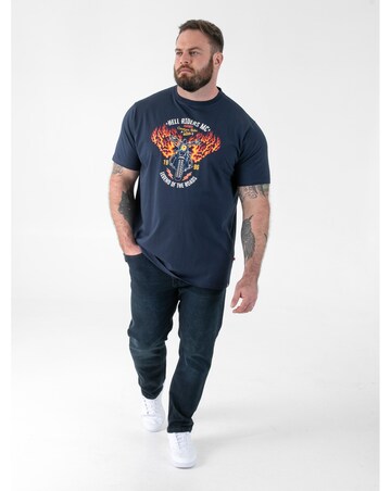 HOCKNEY-D555 Motorbike With Flame Wings Printed Crew Neck T-shirt