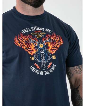 HOCKNEY-D555 Motorbike With Flame Wings Printed Crew Neck T-shirt