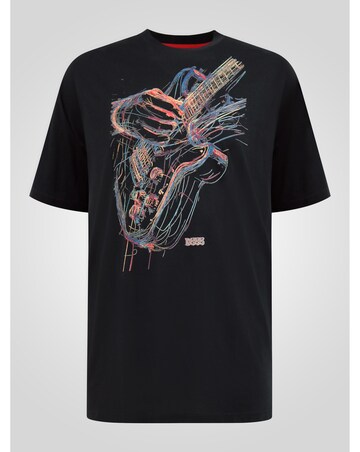 ELLIOTT-D555 Multi Coloured Guitar Printed Crew Neck T-shirt