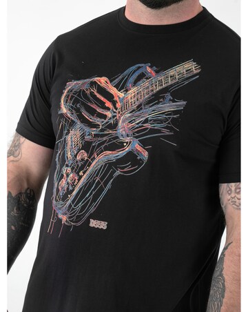 ELLIOTT-D555 Multi Coloured Guitar Printed Crew Neck T-shirt