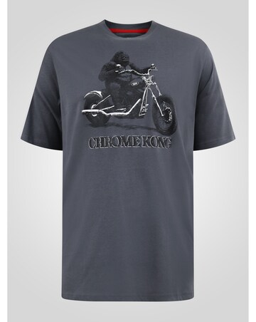 CRAIG-D555 Gorilla Biker Printed Crew Neck T-shirt