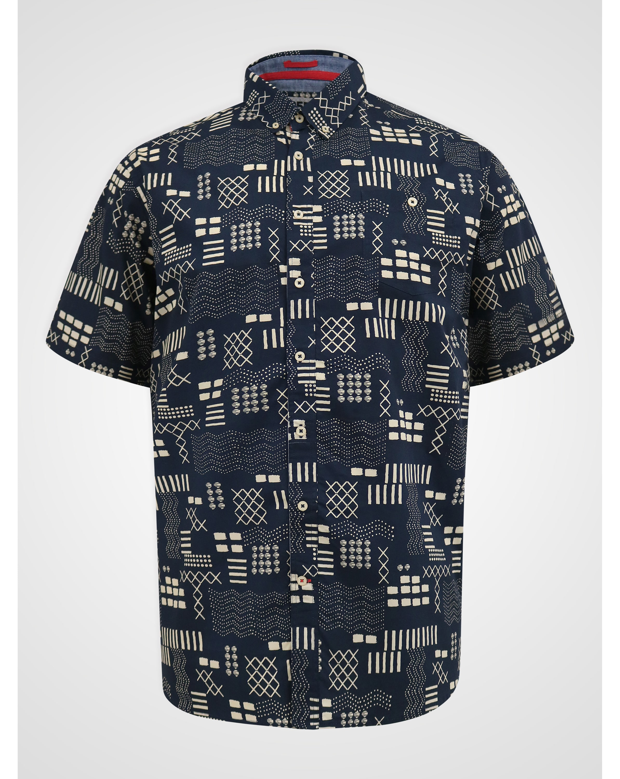 New In - D555 Rick S/S Navy Geometric Print Shirt