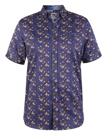 KINGSTON-D555 S/S Floral Ao Print Shirt With Hidden Button Down Collar & Pocket