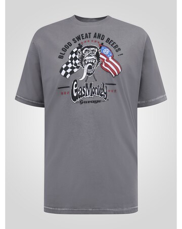 JASPER-D555 Official Gas Monkey Printed Crew Neck T-Shirt