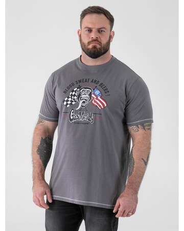 JASPER-D555 Official Gas Monkey Printed Crew Neck T-Shirt