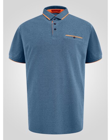 HARVEY 3-D555 Teal Pique Polo With Jacquard Collar And Cuffs With Chest Pocket