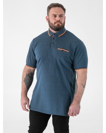 HARVEY 3-D555 Teal Pique Polo With Jacquard Collar And Cuffs With Chest Pocket