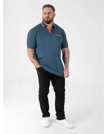 HARVEY 3-D555 Teal Pique Polo With Jacquard Collar And Cuffs With Chest Pocket