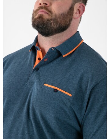 HARVEY 3-D555 Teal Pique Polo With Jacquard Collar And Cuffs With Chest Pocket