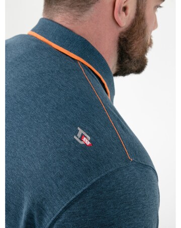 HARVEY 3-D555 Teal Pique Polo With Jacquard Collar And Cuffs With Chest Pocket