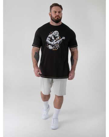 MACFARLAN-D555 Gorilla Playing Guitar Printed Crew Neck T-shirt