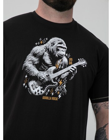 MACFARLAN-D555 Gorilla Playing Guitar Printed Crew Neck T-shirt