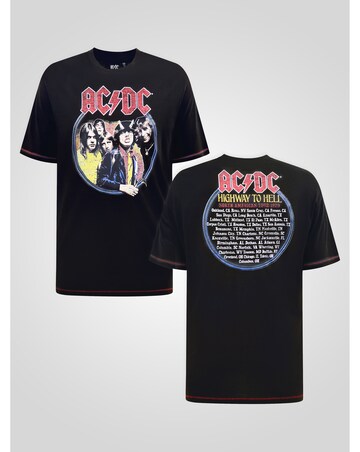 D555 Big And Tall Hugh Official Acdc Highway To Hell Printed -Shirt - Black