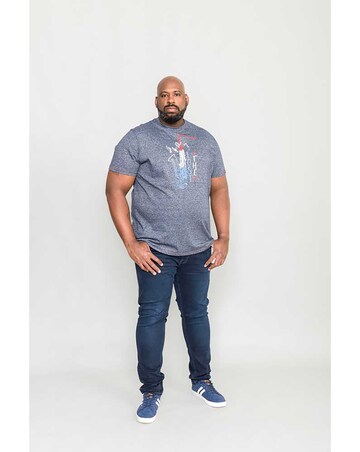 D555 Big And Tall Saxophone Saxophone Printed Crew Neck T-Shirt - Navy