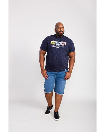 D555 Big And Tall Thorndon California Long Beach Printed T-Shirt - Navy