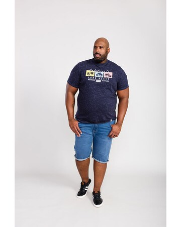 D555 Big And Tall Thorndon California Long Beach Printed T-Shirt - Navy