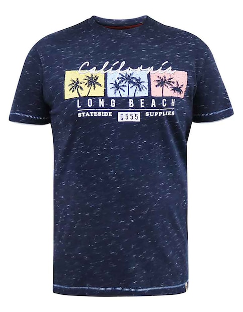 D555 Big And Tall Thorndon California Long Beach Printed T-Shirt - Navy