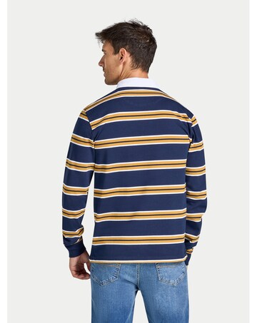 Raging Bull L/S Tri Colour Stripe Rugby Shirt Navy