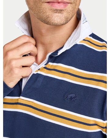 Raging Bull L/S Tri Colour Stripe Rugby Shirt Navy