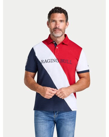 Raging Bull Contrast Sleeve Pique Polo Navy