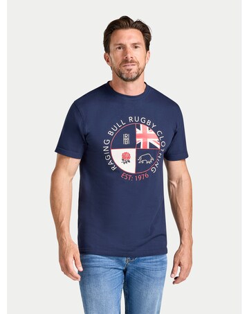 Raging Bull Circle Crest Printed T-Shirt Navy
