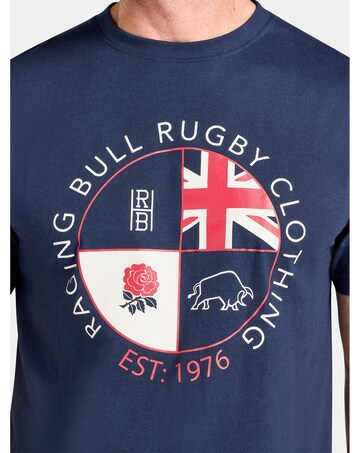 Raging Bull Circle Crest Printed T-Shirt Navy