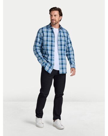 Raging Bull L/S Everest Check Brushed Cotton Twill Shirt Sky Blue