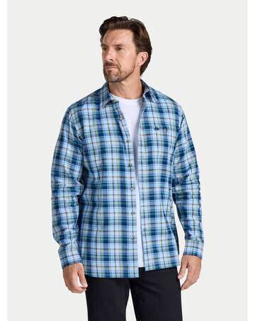 Raging Bull L/S Everest Check Brushed Cotton Twill Shirt Sky Blue