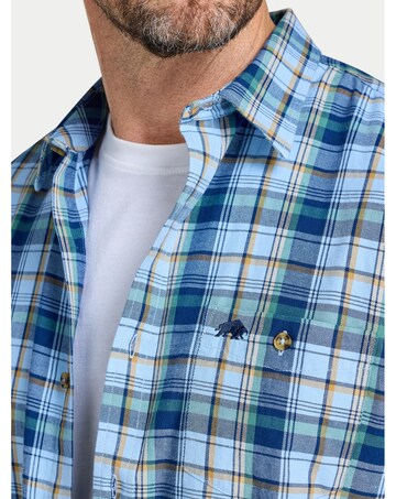Raging Bull L/S Everest Check Brushed Cotton Twill Shirt Sky Blue