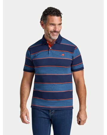 Raging Bull Marl Stripe Jersey Polo Navy
