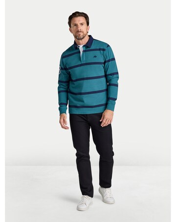 Raging Bull Two Colour Stripe Rugby Shirt Green