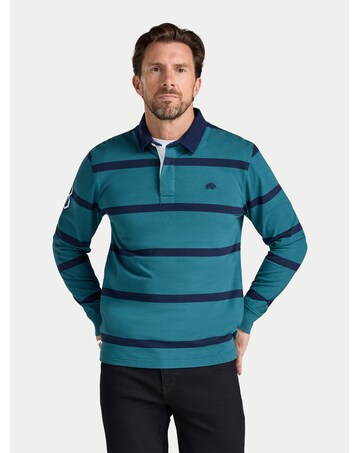 Raging Bull Two Colour Stripe Rugby Shirt Green