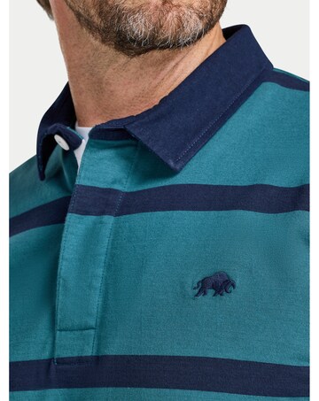 Raging Bull Two Colour Stripe Rugby Shirt Green