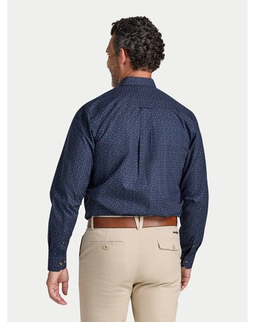 Raging Bull L/S Festive Floral Print Cotton Poplin Shirt Navy