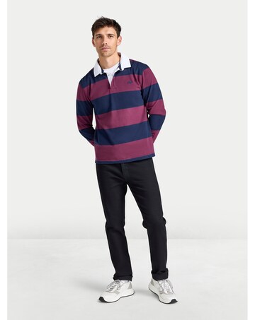 Raging Bull L/S Wide Stripe Rugby Shirt Claret
