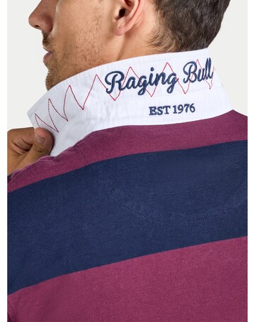 Raging Bull L/S Wide Stripe Rugby Shirt Claret