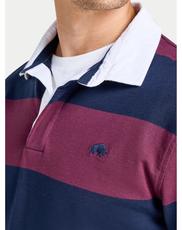 Raging Bull L/S Wide Stripe Rugby Shirt Claret