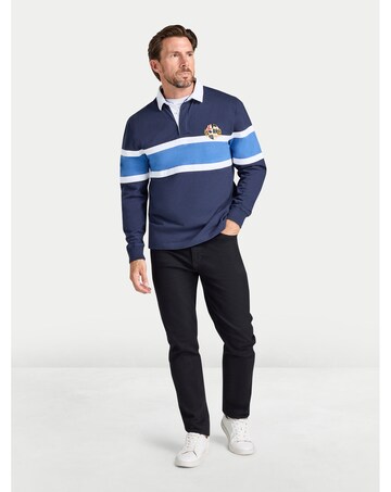 Raging Bull Chest Panel Rugby Shirt Navy