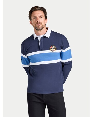 Raging Bull Chest Panel Rugby Shirt Navy
